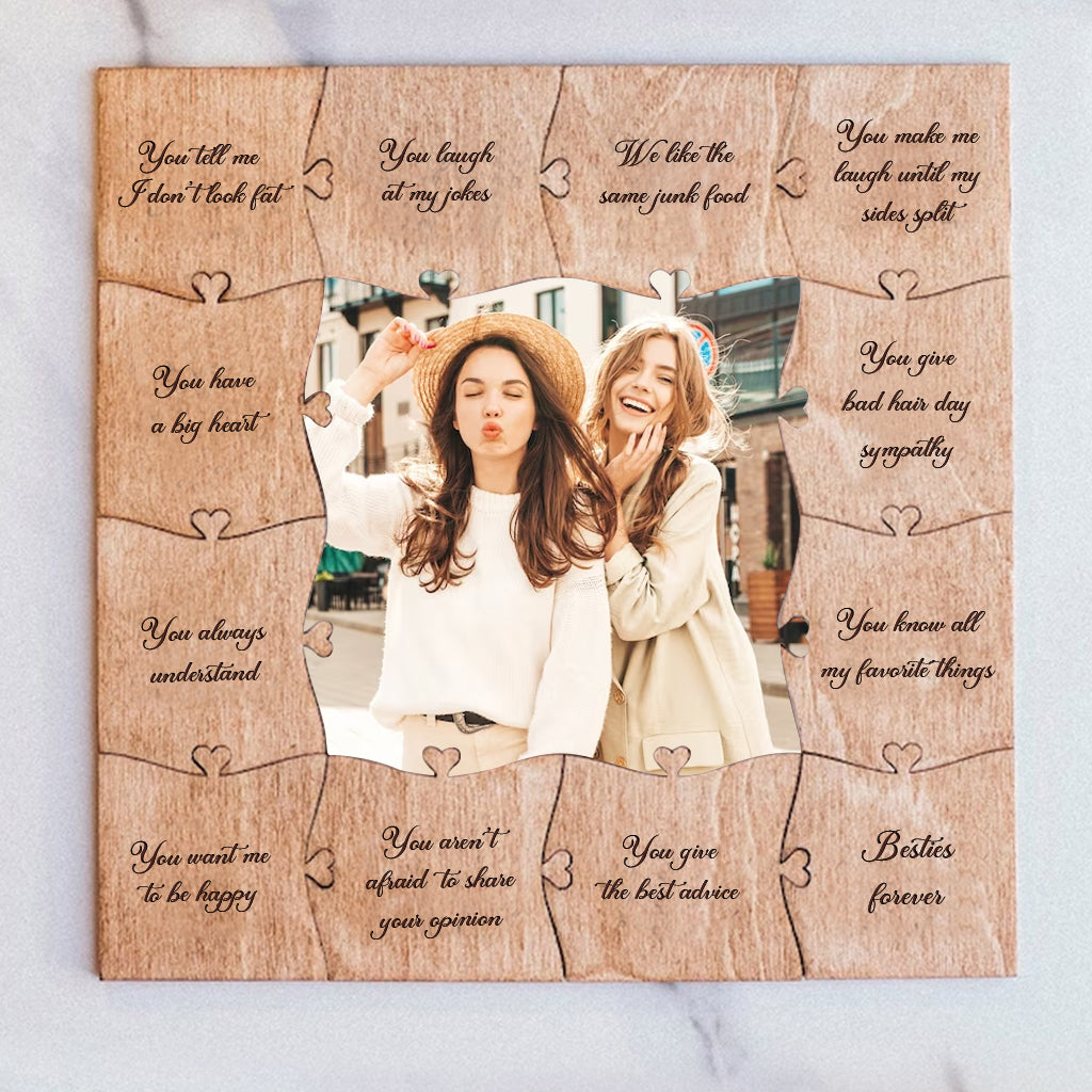 Pourquoi je t'aime, ma meilleure amie ? - Puzzle en bois personnalisé avec photo de ma meilleure amie