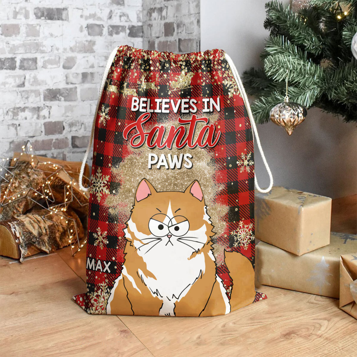 Glaubt an Weihnachtsmannpfoten – Personalisierte Katzen-Weihnachtsgeschenktüte