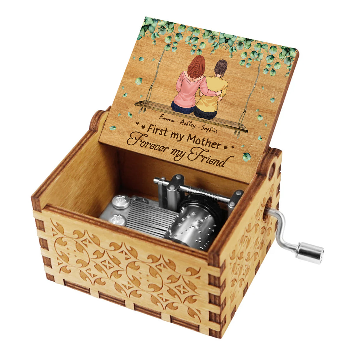 Mother And Daughter - Personalized Mother Hand Crank Music Box