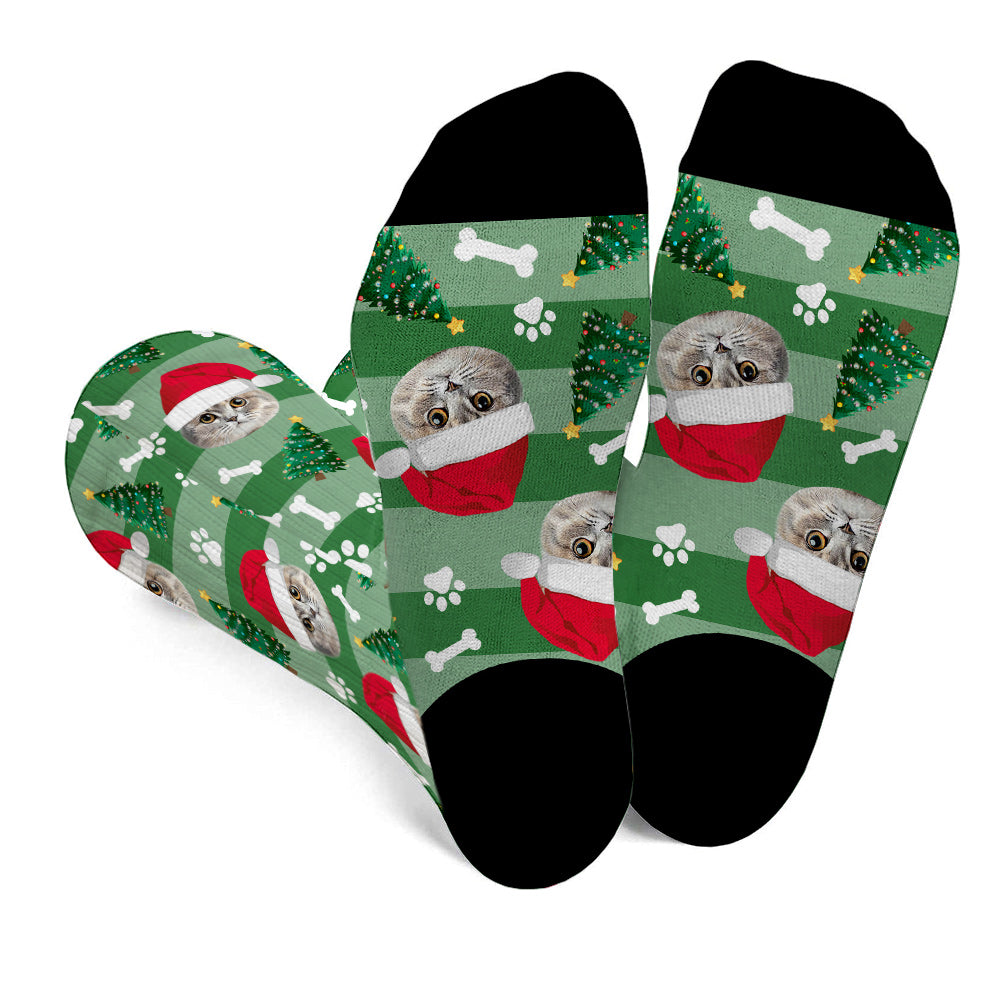 Personalisierte Weihnachtssocken mit Foto – Geschenk für Hundeliebhaber, Katzenliebhaber und alle anderen –