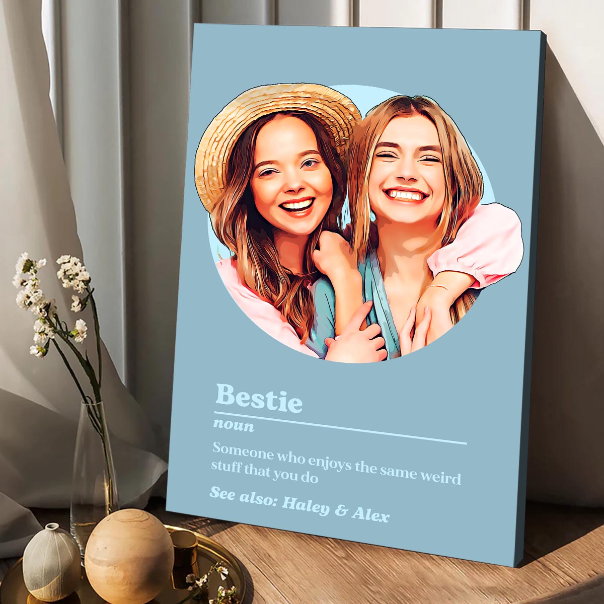 Bestie Portrait Definition - Personalisierte Bestie Leinwand und Poster