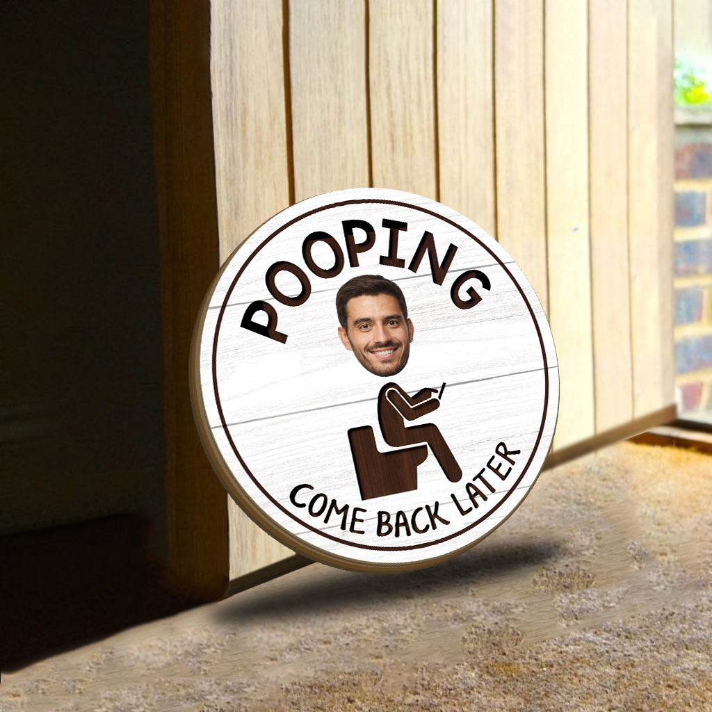 Funny Bathroom Sign - Personalized Couple Interchangeable Wood Sign