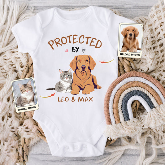 Photo de votre animal de compagnie dessinée personnalisée - Cadeau de naissance - Body bébé personnalisé