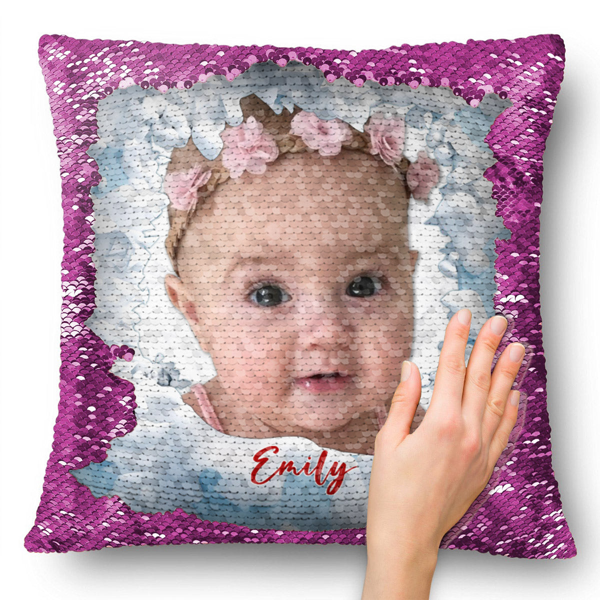 Mes enfants - Housse de coussin à sequins personnalisée pour enfant 