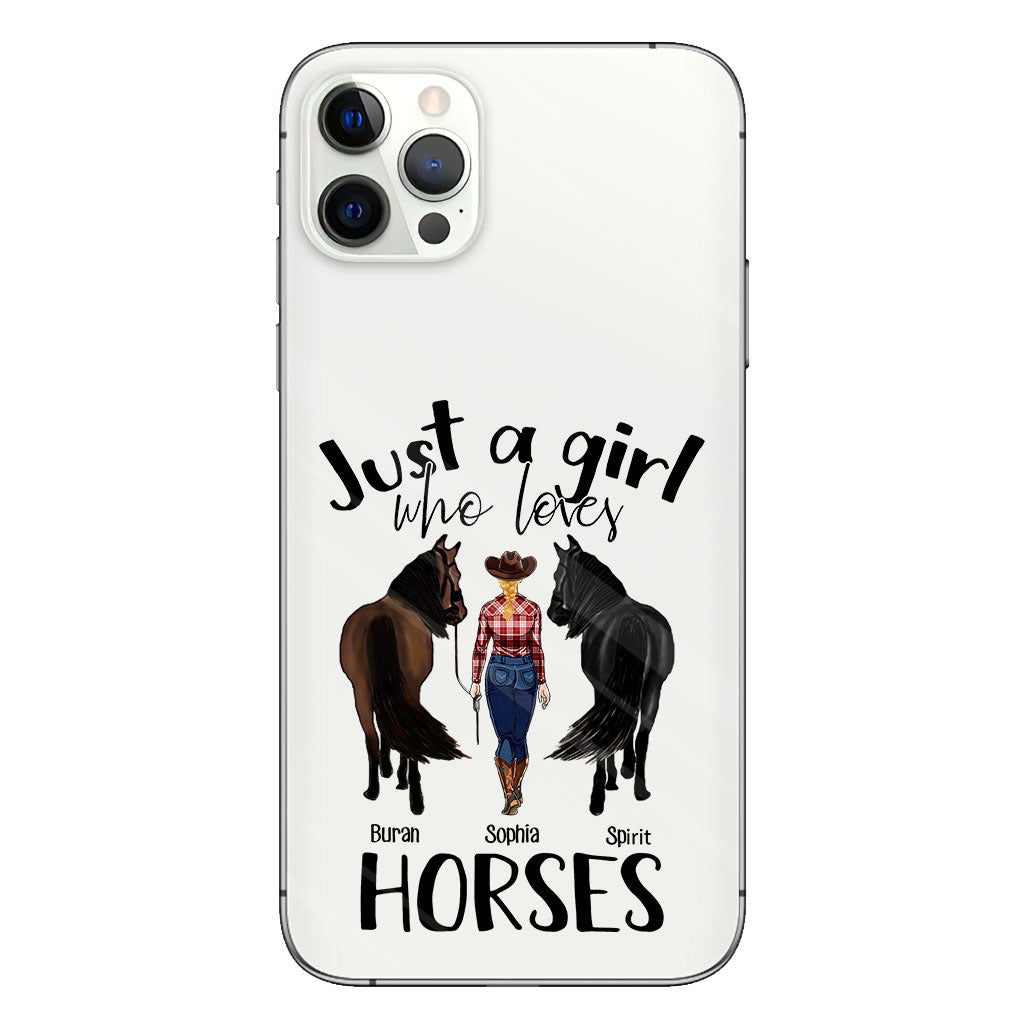 Juste une fille qui aime les chevaux - Coque de téléphone transparente personnalisée avec motif cheval