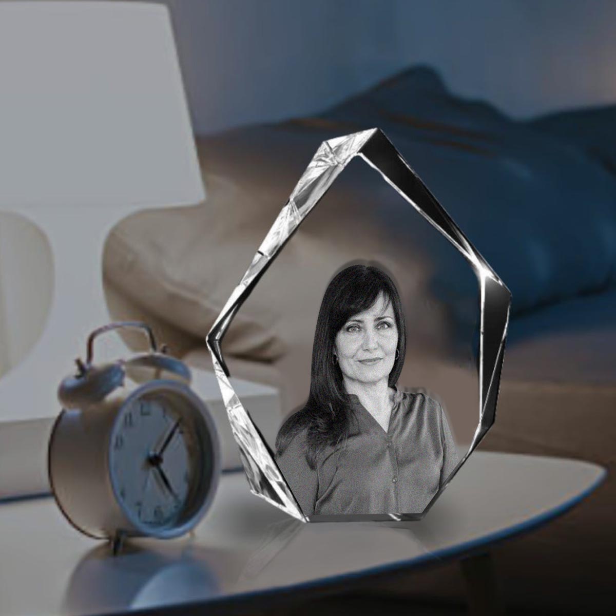Foto nach Wunsch – Personalisierte Tante-Lasergravur, 3D-Eisberg-förmige Kristalllampe