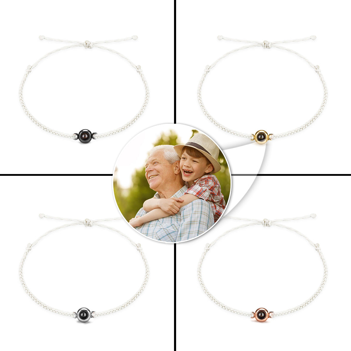 Je t'aime, Papi - Cadeau pour grand-père - Bracelet à projection personnalisé