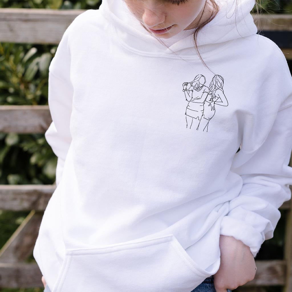 Individuelle Linienzeichnung – Personalisierter bestickter Hoodie für die Tochter