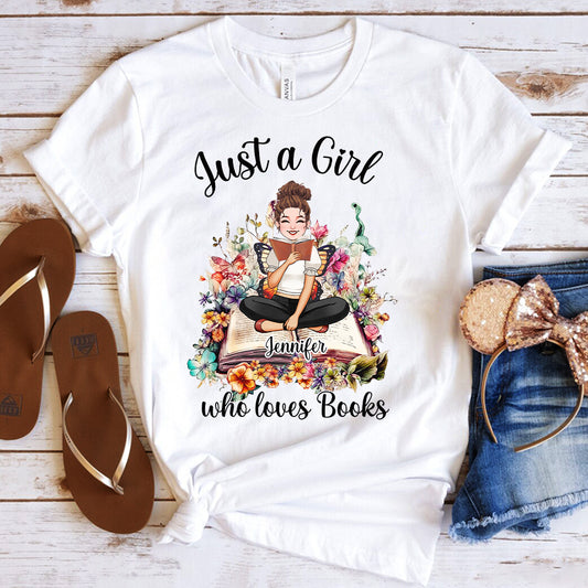 Einfach ein Mädchen, das Bücher liebt – personalisiertes Buch-T-Shirt und Hoodie