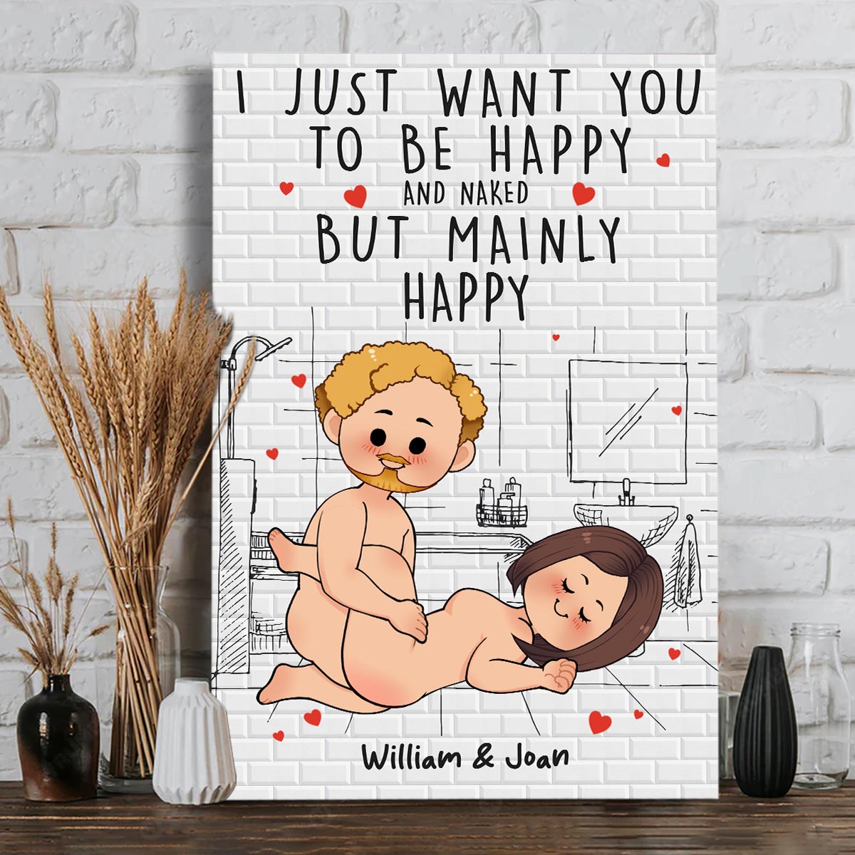 Save Water Shower Together - Personalized Couple Canvas And Poster