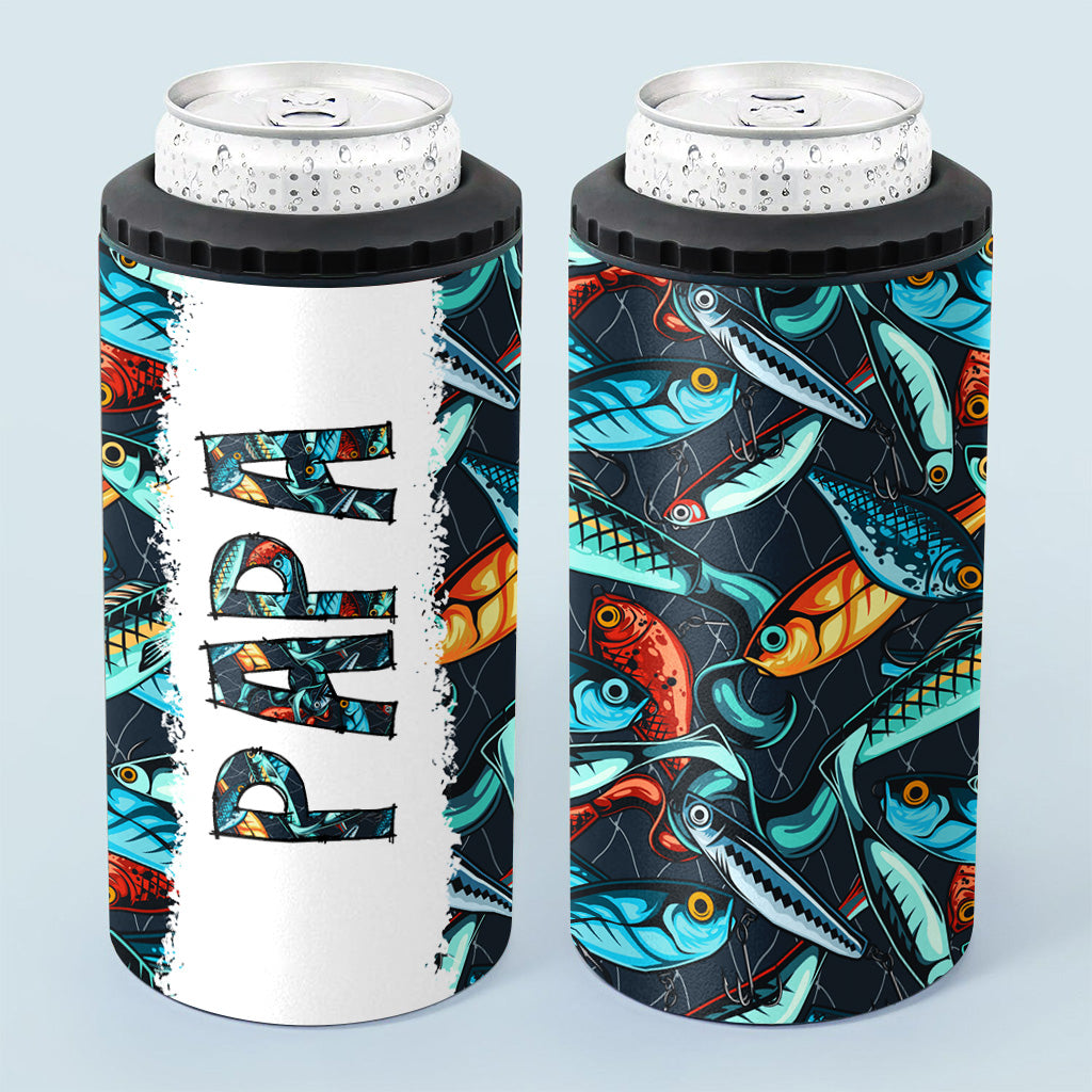 Reel Cool Dad - Fishing gift for dad, grandpa, him, husband - Personalized Can Cooler