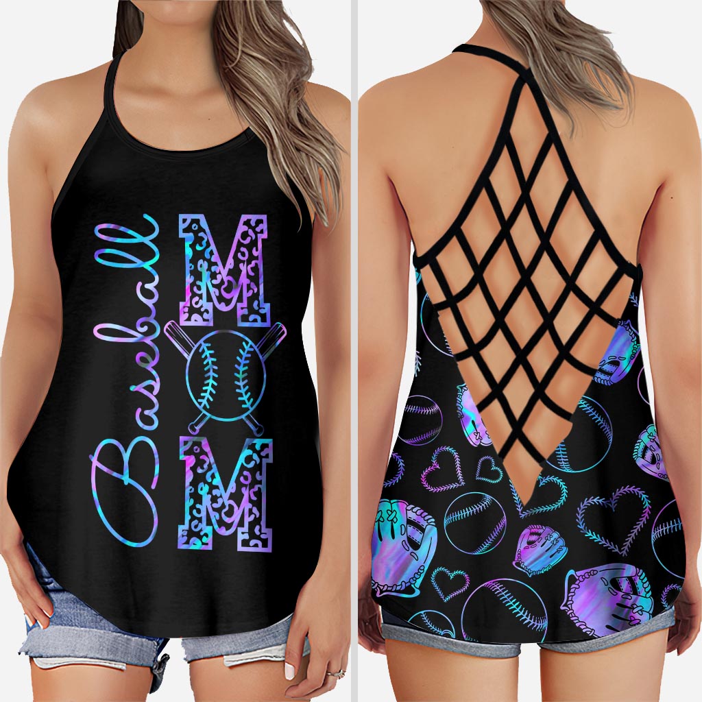 Baseball Mom Hologramm Baseball Kreuz Tanktop