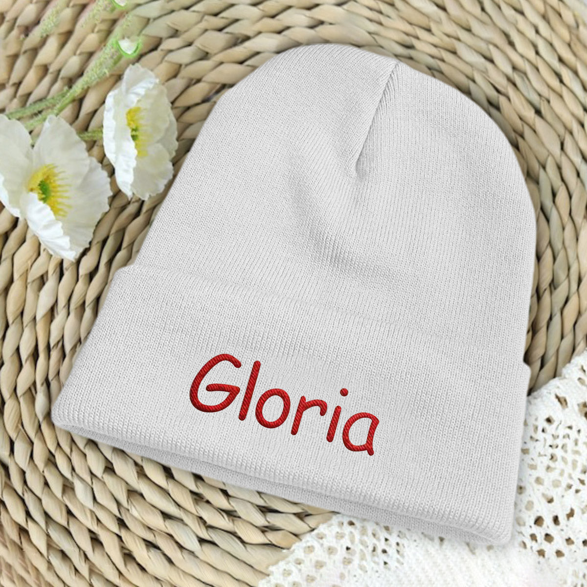 Custom Name Embroidered Beanie - Personalized Embroidered Beanie