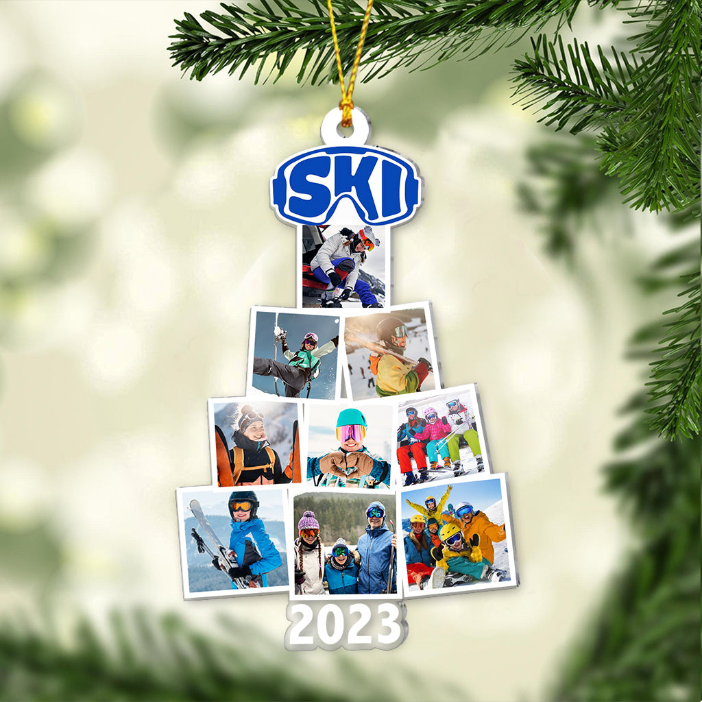 Merry Christmas - Personalized Skiing Transparent Ornament