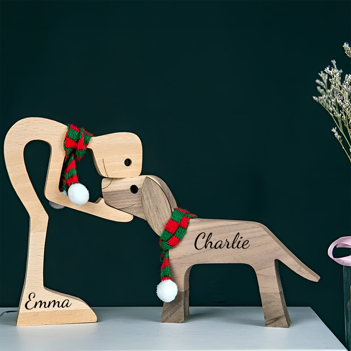 Vous, moi et le chien - Figurines décoratives personnalisées pour couples