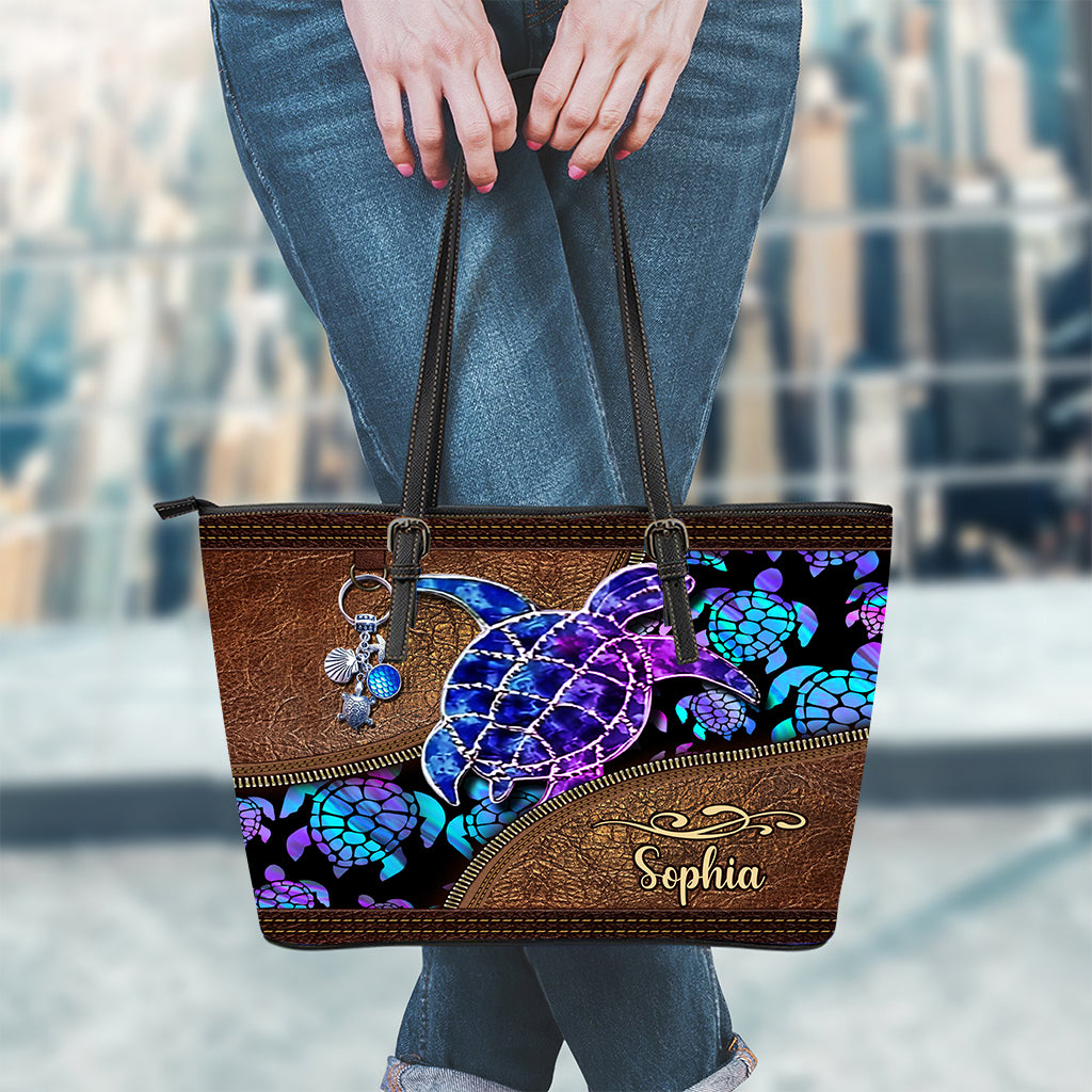 Salty Lil' Beach - Personalized Turtle Leather Bag