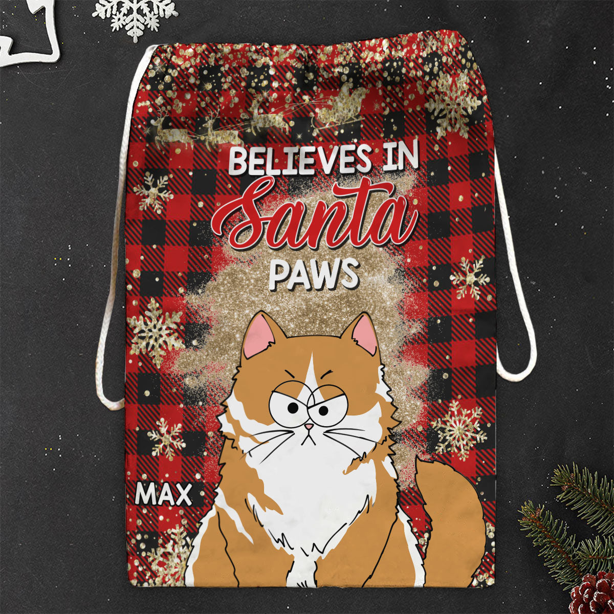 Glaubt an Weihnachtsmannpfoten – Personalisierte Katzen-Weihnachtsgeschenktüte