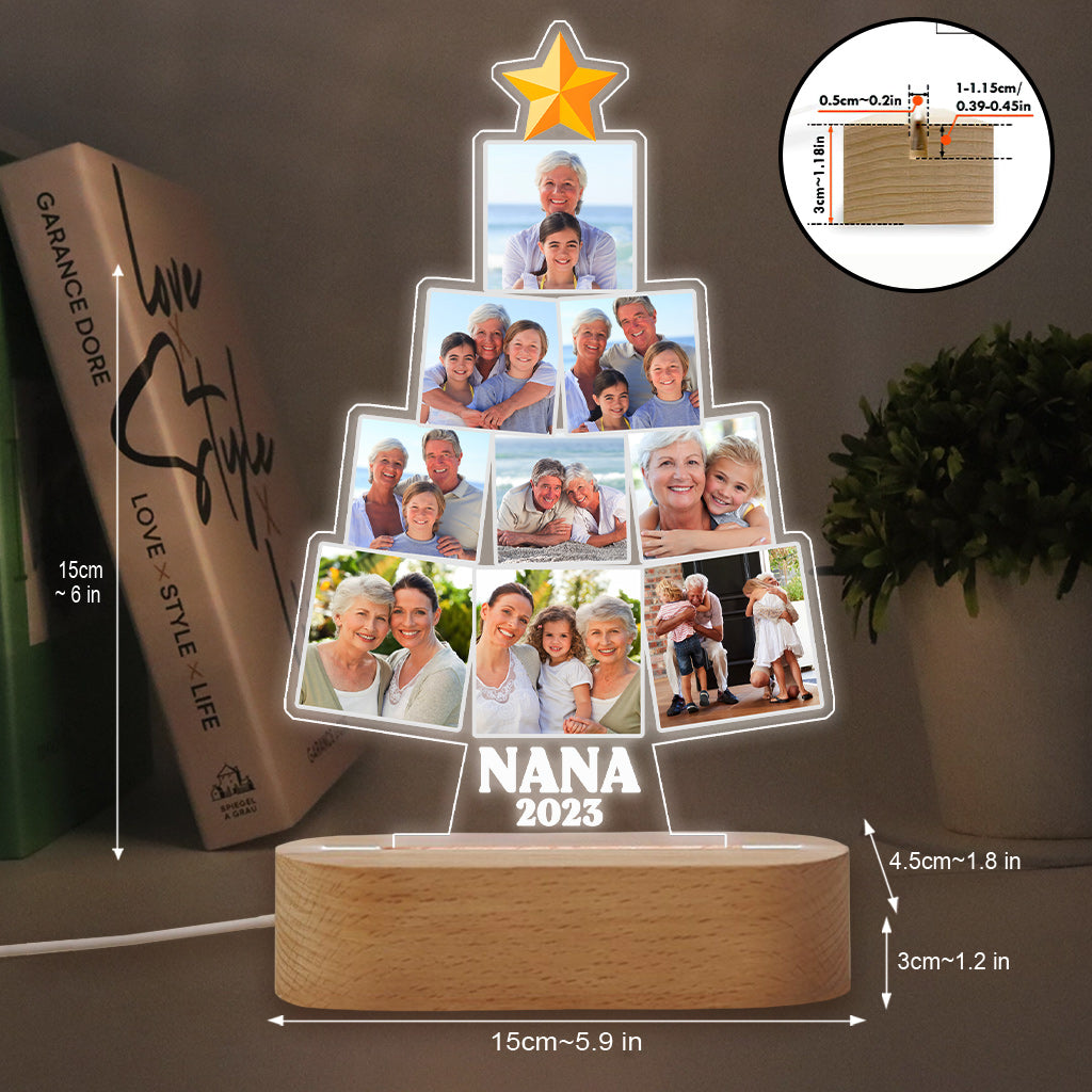 Sapin de Noël en photo - Cadeau pour grand-mère, épouse, maman, elle - Plaque lumineuse personnalisée