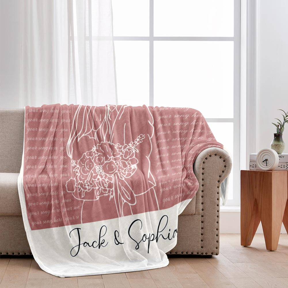 Wedding Song Lyrics Print - Personalized Husband And Wife Blanket