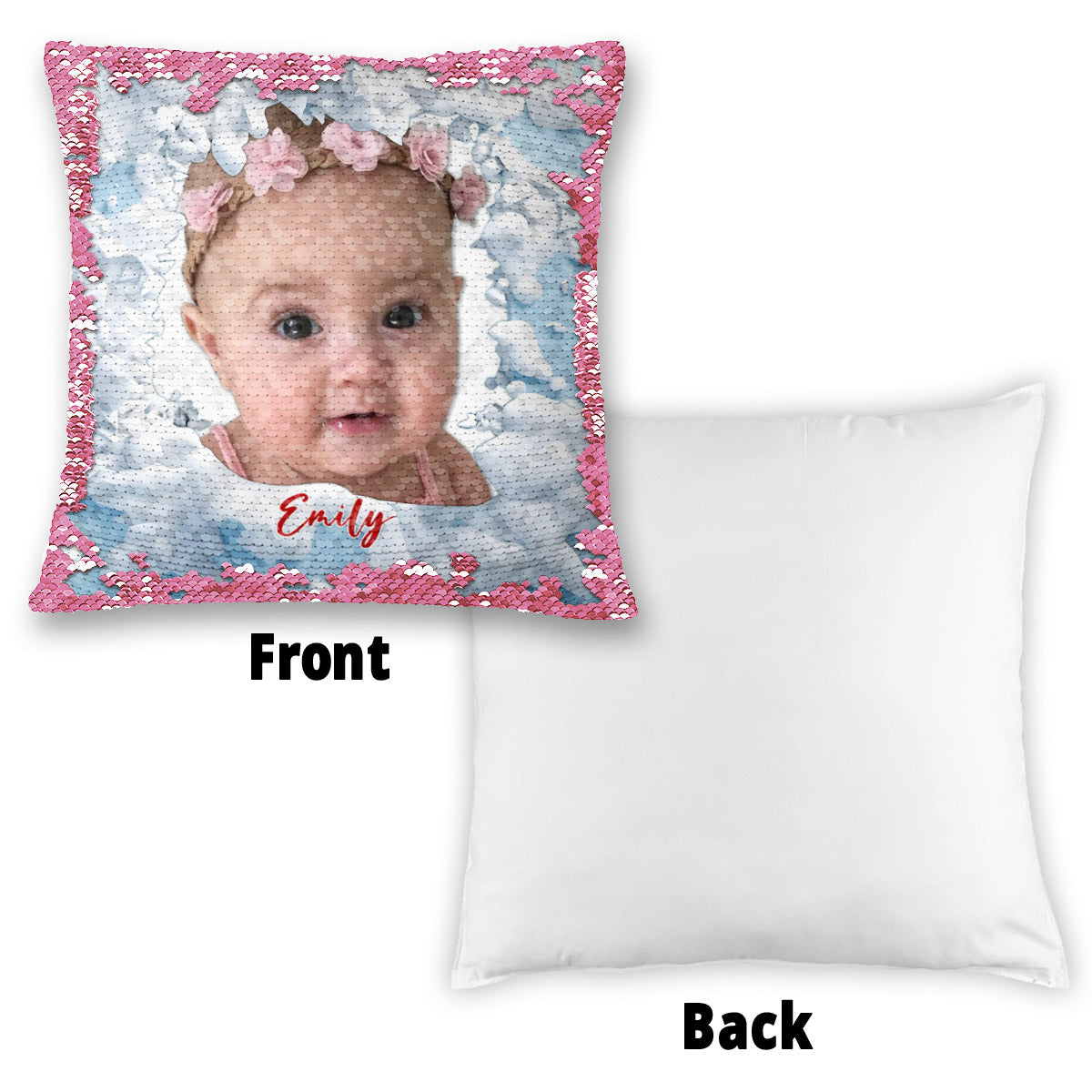 Mes enfants - Housse de coussin à sequins personnalisée pour enfant 