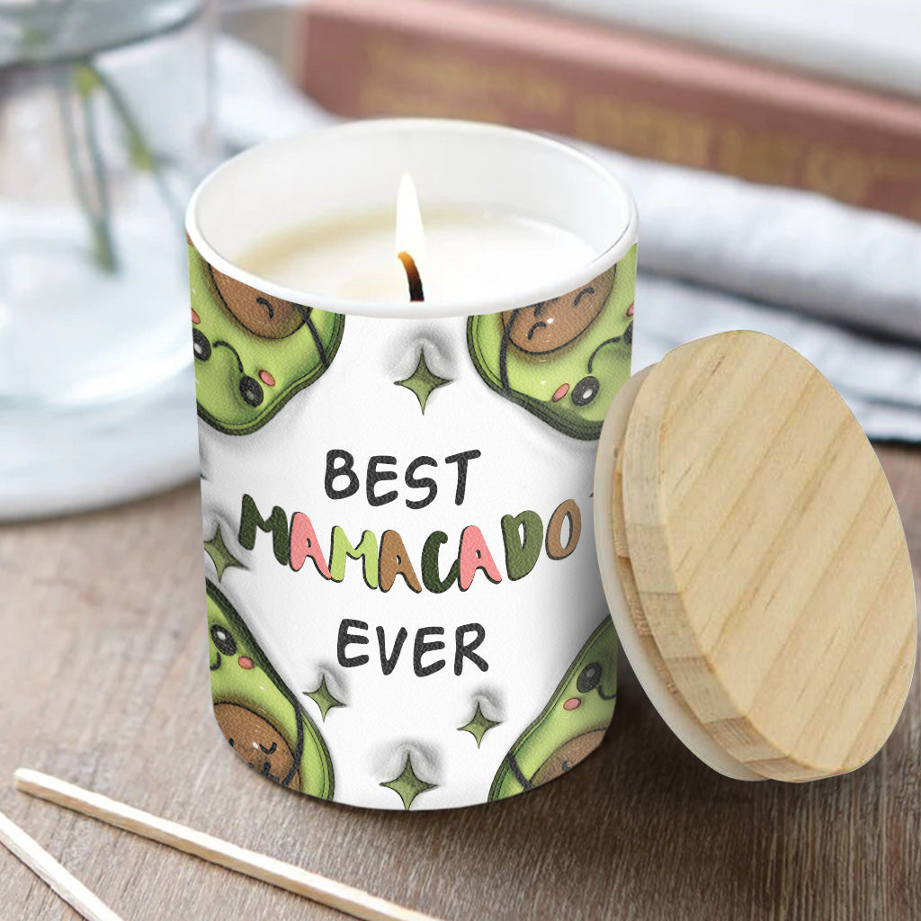 Das beste Mamacado aller Zeiten – Schwangerschaftsgeschenk für Ehefrau, Tochter, Freundin, Freundin – Personalisierte Kerze mit Holzdeckel
