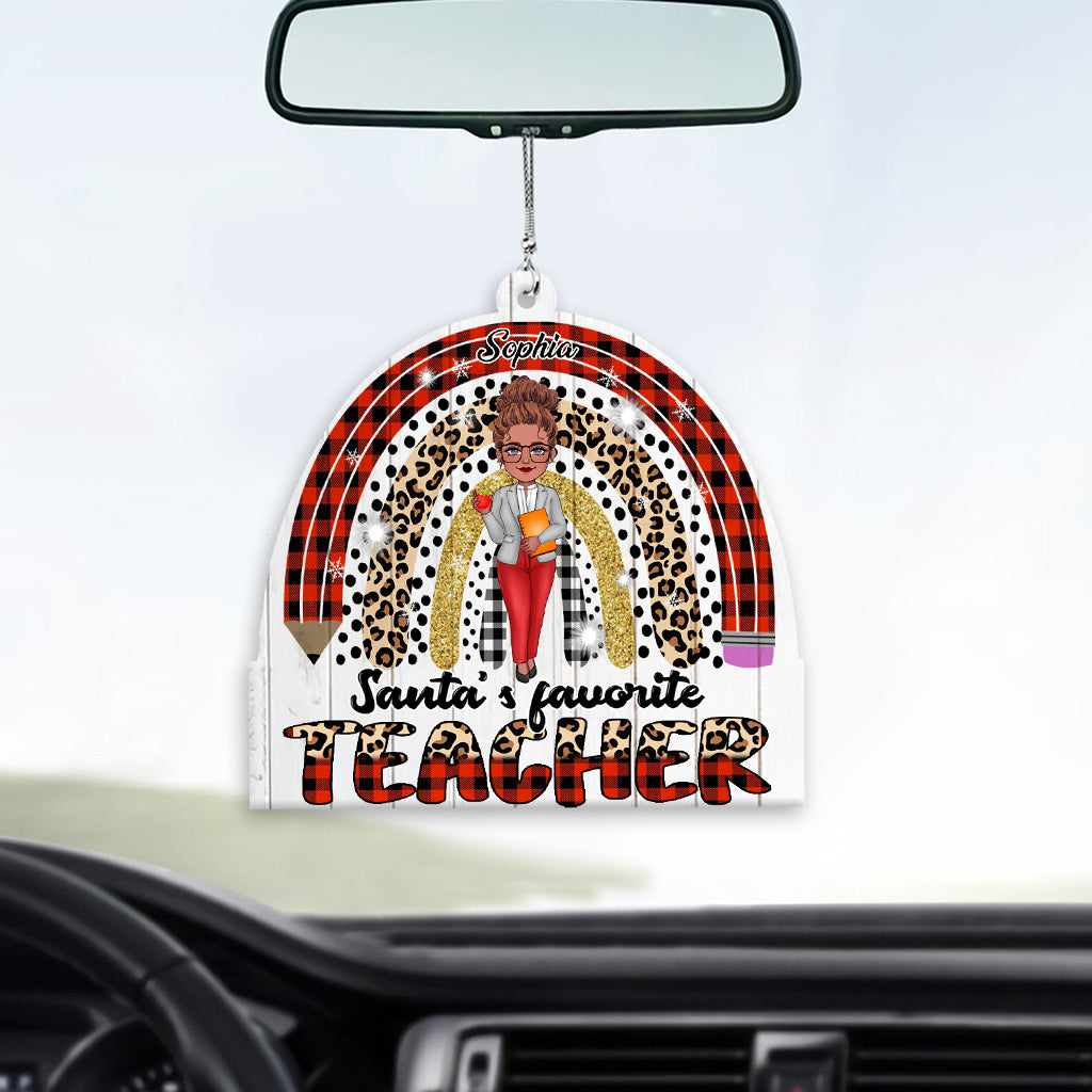 L'enseignant préféré du Père Noël - Ornement de voiture personnalisé pour enseignant