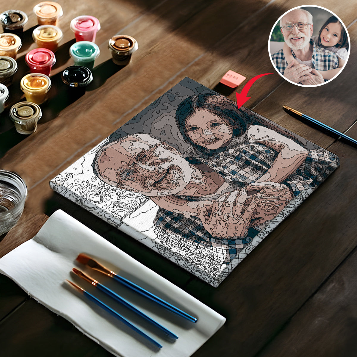 Kit de peinture par numéros personnalisé avec photo - Grand-père