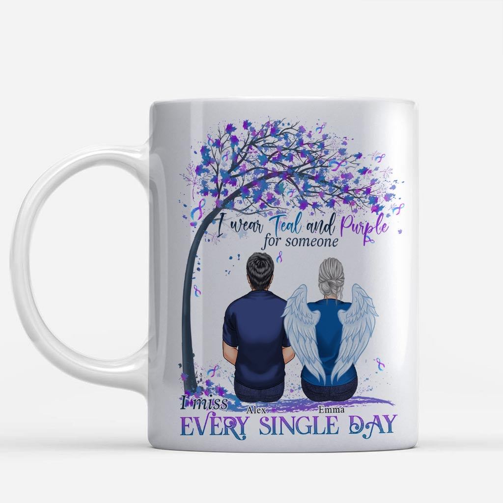I Wear Teal And Purple - Personalized Suicide Prevention Mug