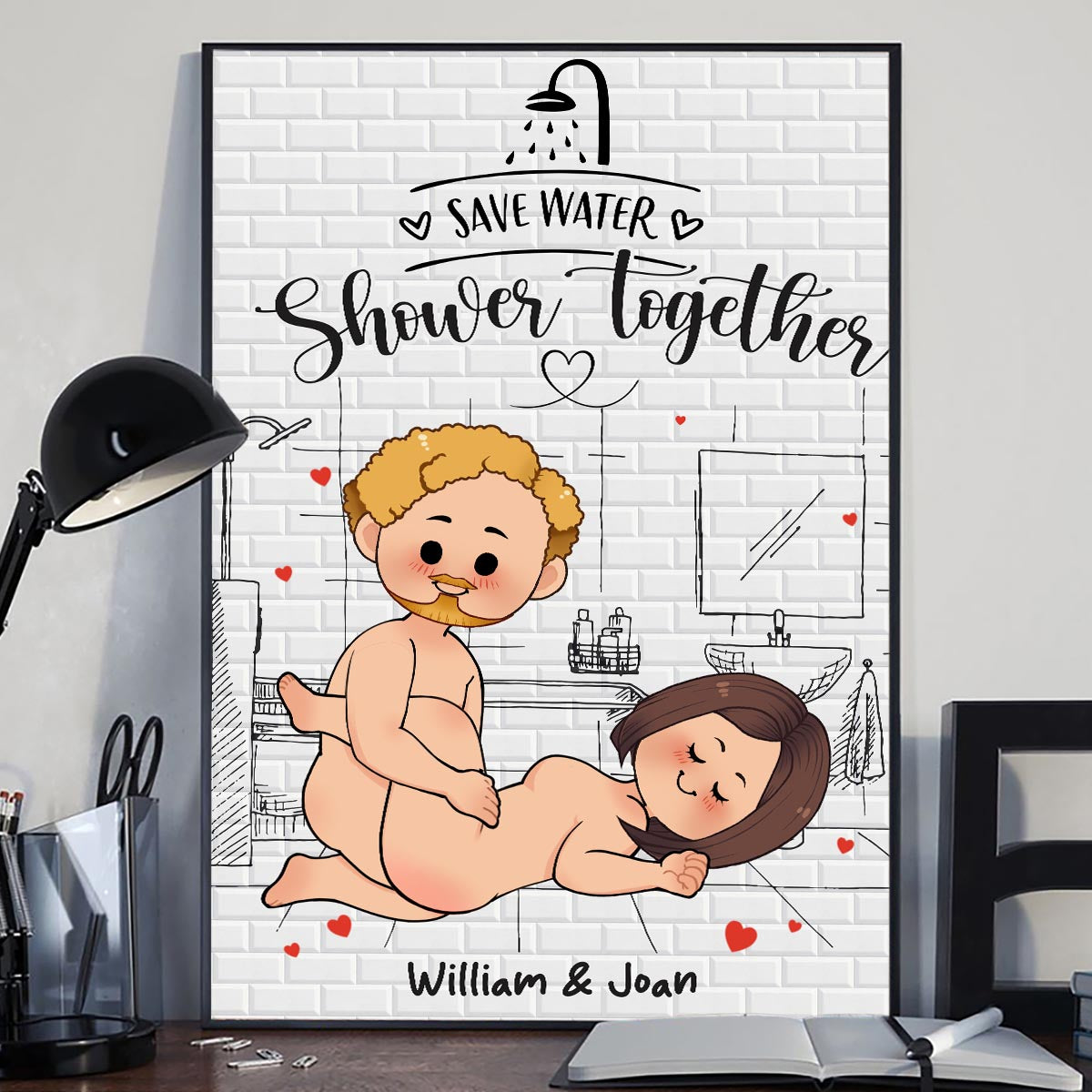 Save Water Shower Together - Personalized Couple Canvas And Poster