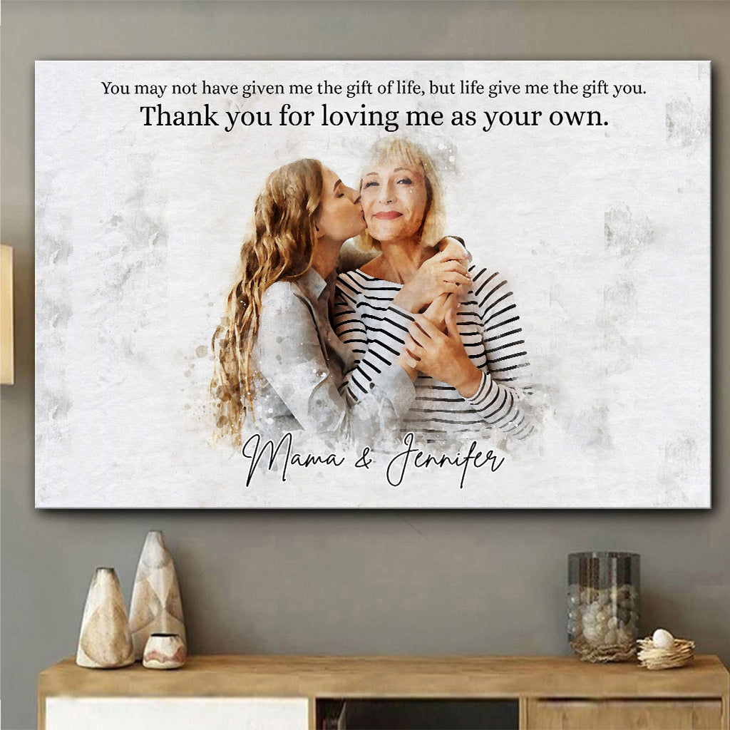 Aquarellporträt der Stiefmutter – Personalisierte Leinwand und Poster für die Stiefmutter