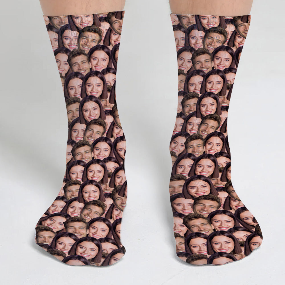Customizable Printed Face Socks - Personalized Couple Socks