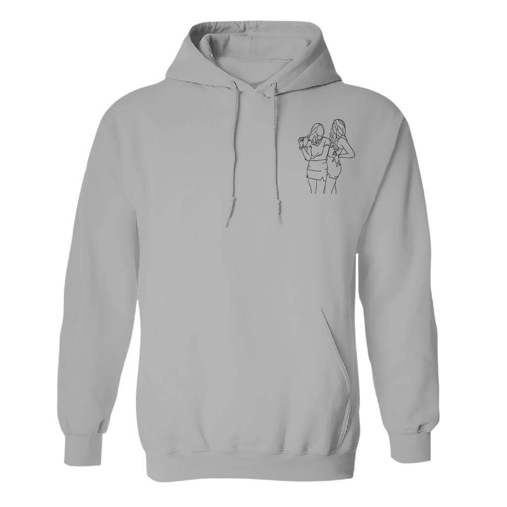 Individuelle Linienzeichnung – Personalisierter bestickter Hoodie für die Tochter