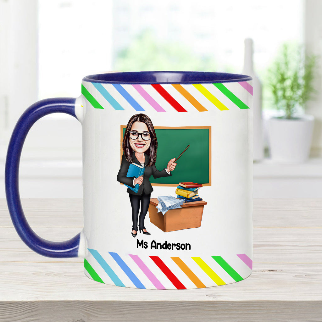 Der Einfluss eines guten Lehrers ist unvergänglich – personalisierte Tasse mit Lehrer-Akzent