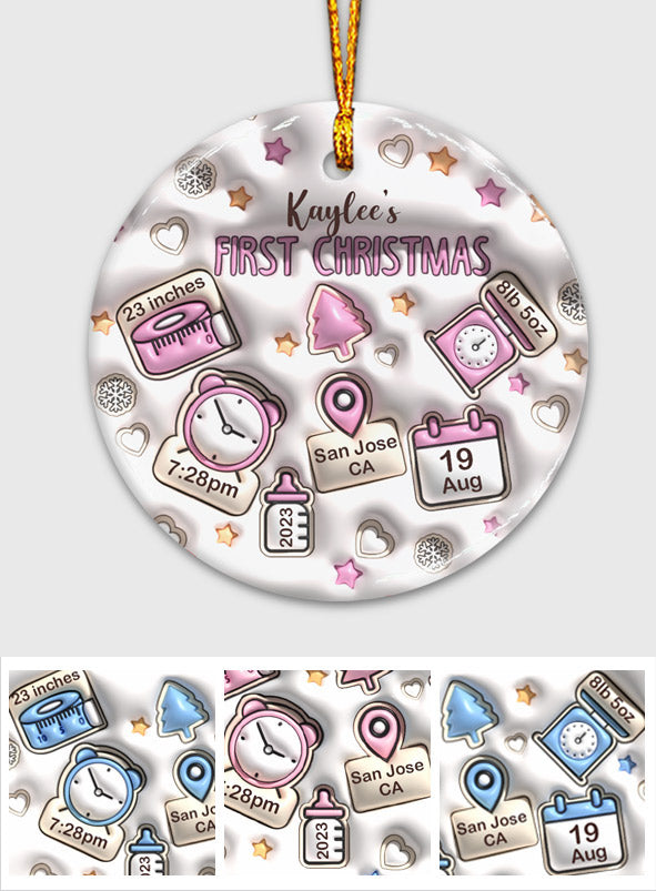 Aufblasbare Geburtsdaten für Babys – Geschenk für Neugeborene, Mama, Papa, Enkel, Enkelin – Personalisierte Keramik-Kreis-Dekoration