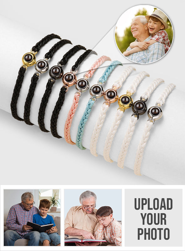 Je t'aime, Papi - Cadeau pour grand-père - Bracelet à projection personnalisé