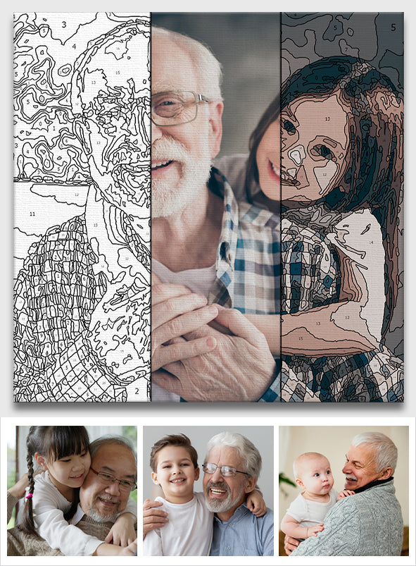Kit de peinture par numéros personnalisé avec photo - Grand-père