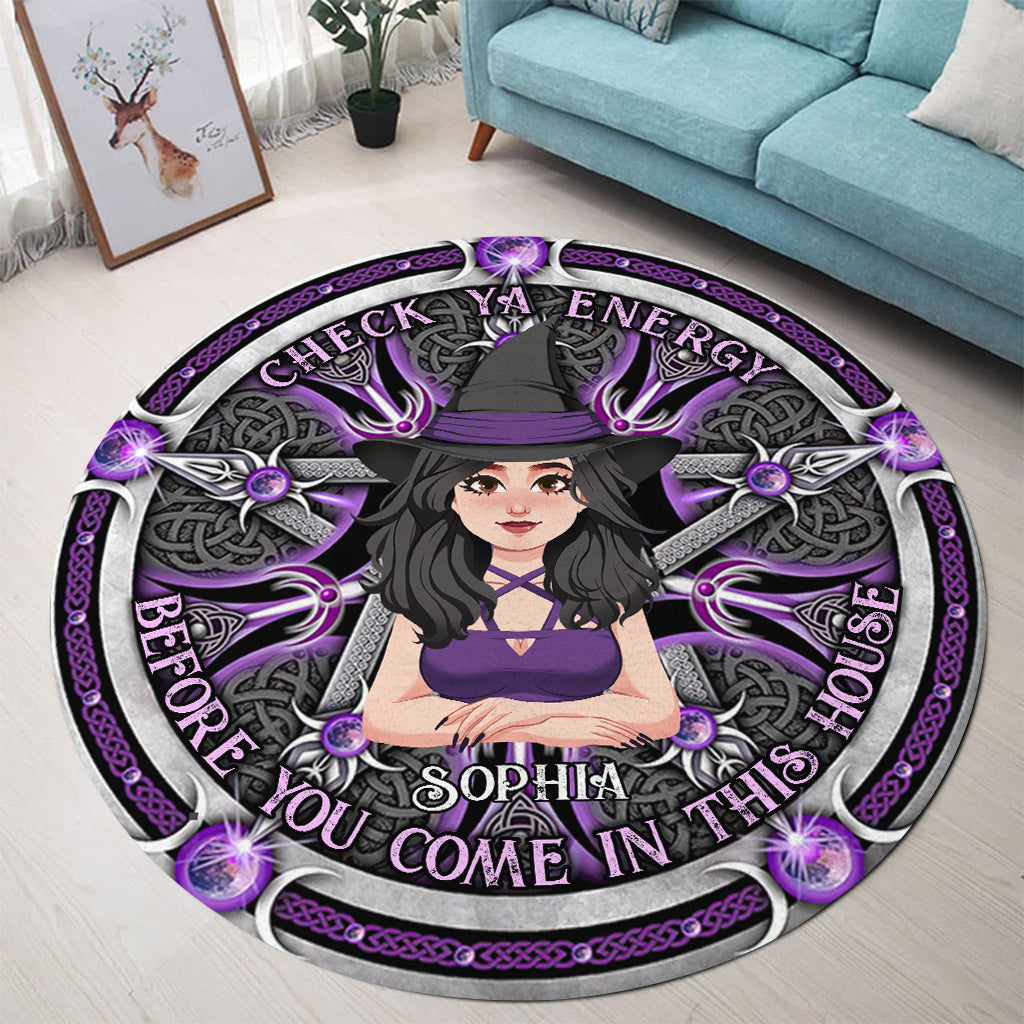Check Ya Energy - Personalized Witch Round Rug