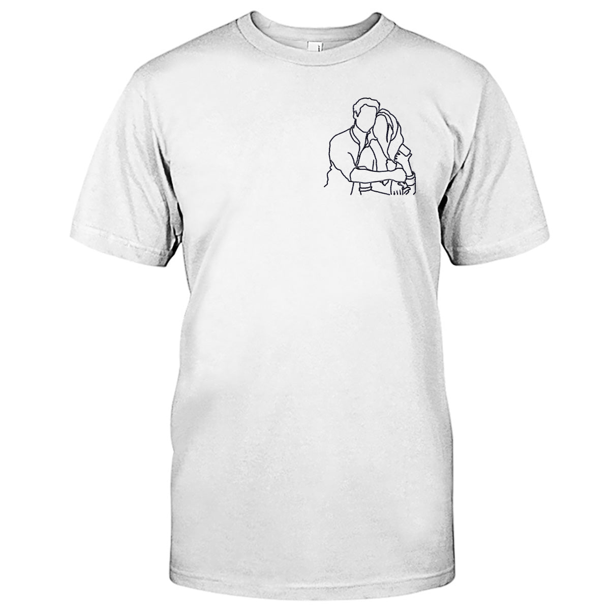 Custom Line Art - Personalized Couple Embroidered T-shirt