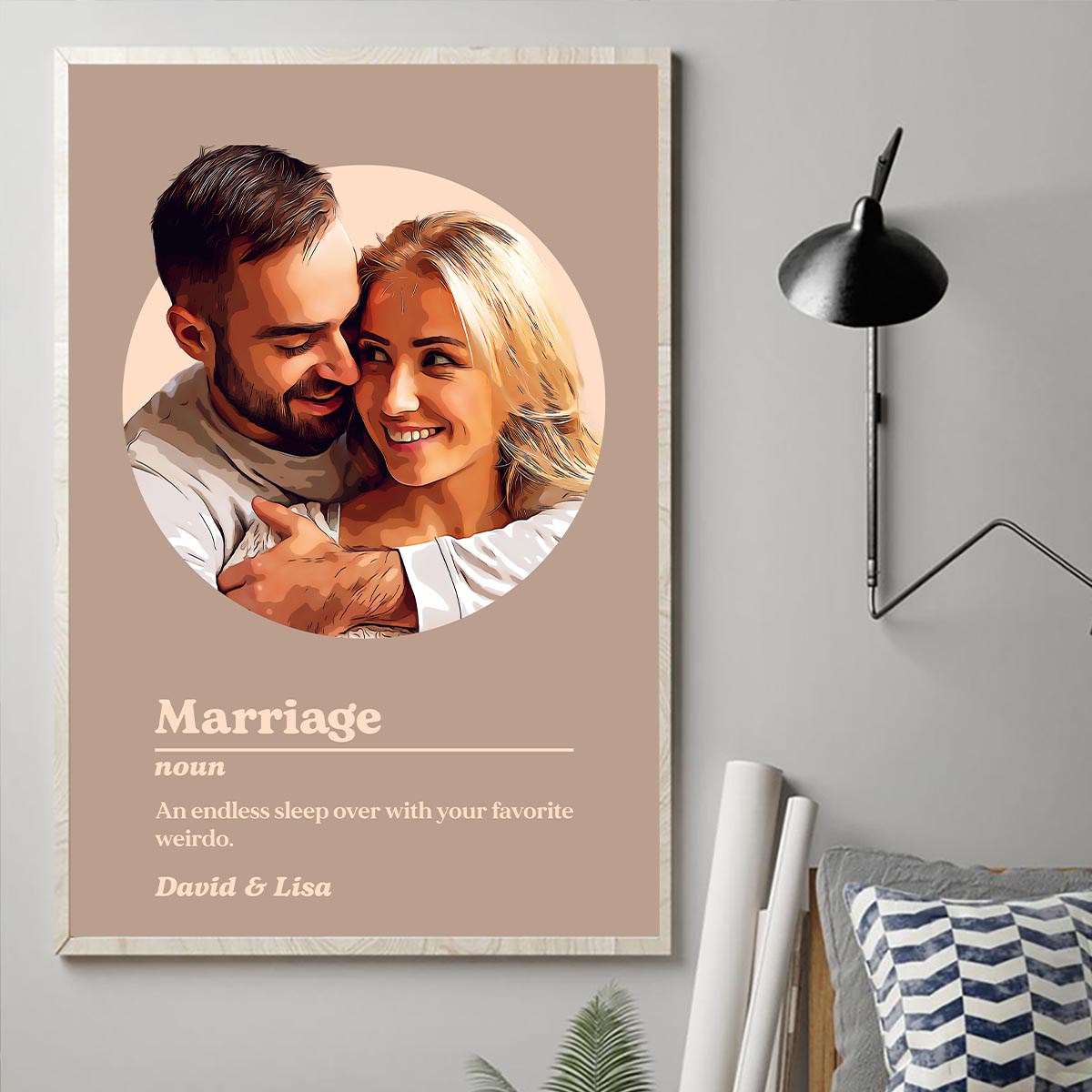 Marriage Portrait Definition - Personalized Husband And Wife Canvas And Poster