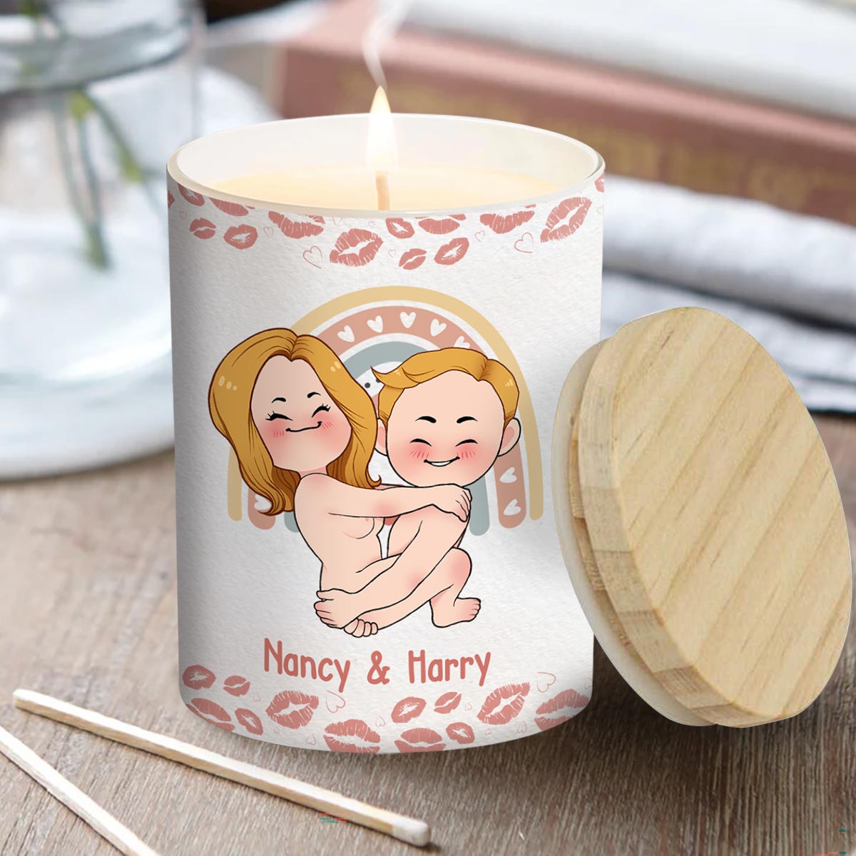 Welcome To The Poundtown Inappropriate Adult - Personalized Couple Candle With Wooden Lid