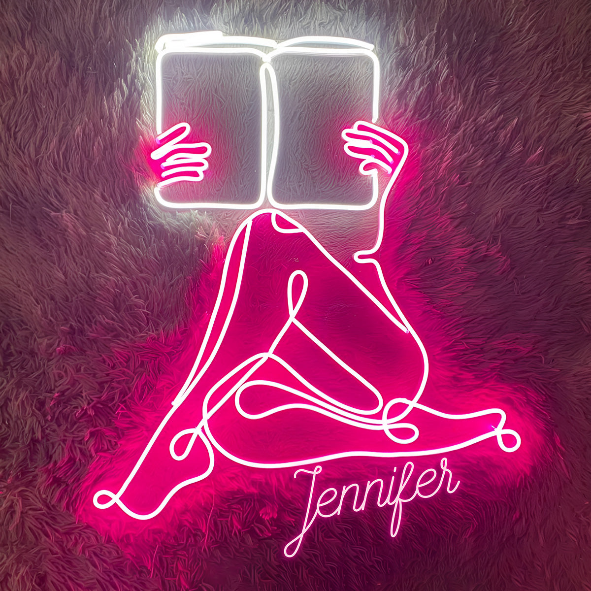Juste une fille qui aime les livres - Enseigne lumineuse personnalisée en forme de livre