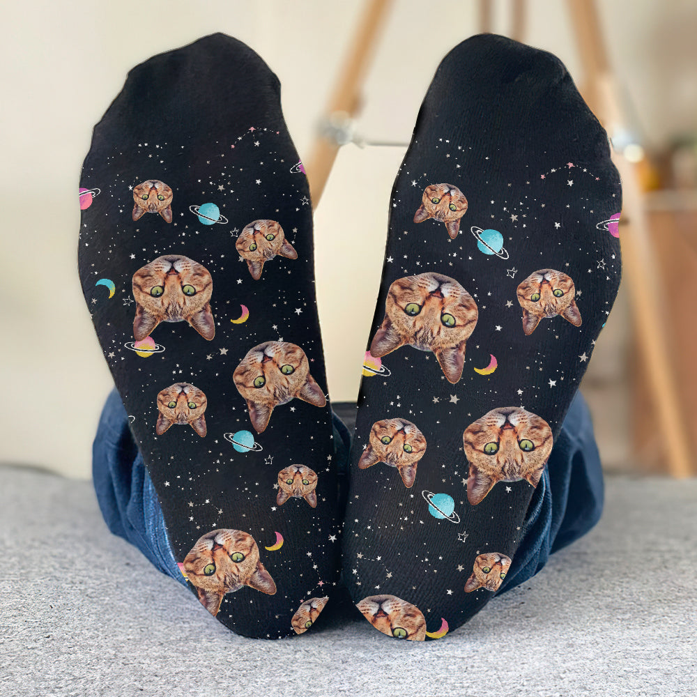 Custom Face Galaxy – Personalisierte Katzensocken