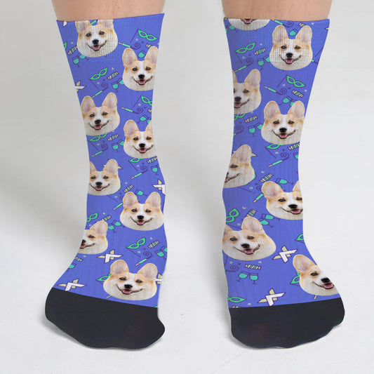 Chaussettes personnalisées pour chien à motif de fête - Chaussettes personnalisées pour chien