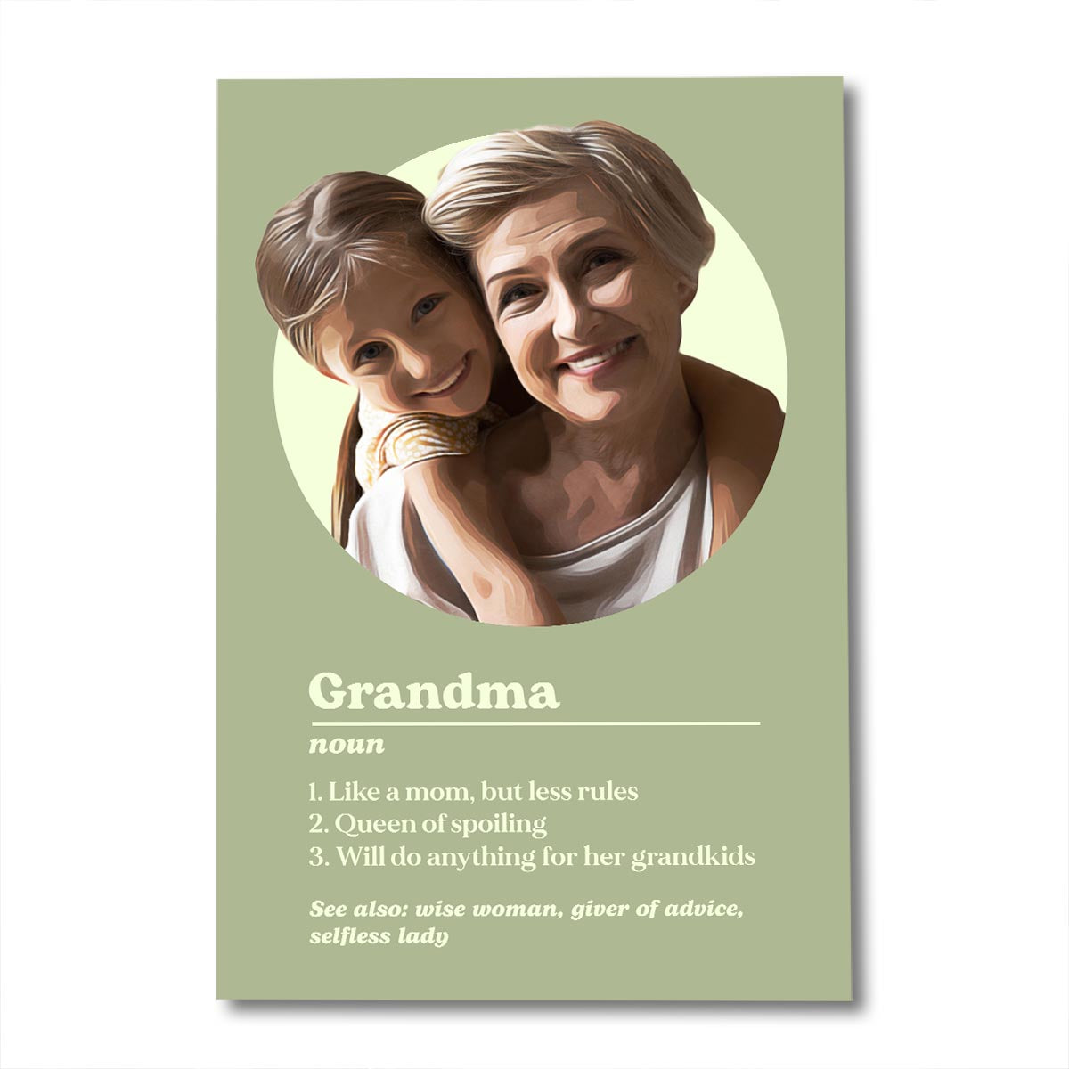 Définition du portrait de grand-mère - Toile et affiche personnalisées pour grand-mère