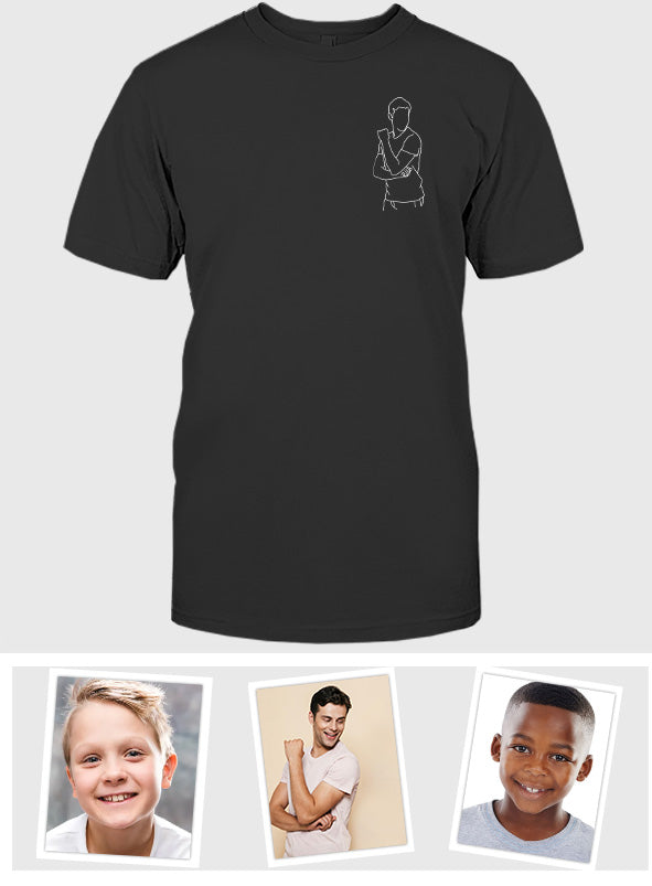 T-shirt brodé personnalisé pour petit-fils - Illustration au trait