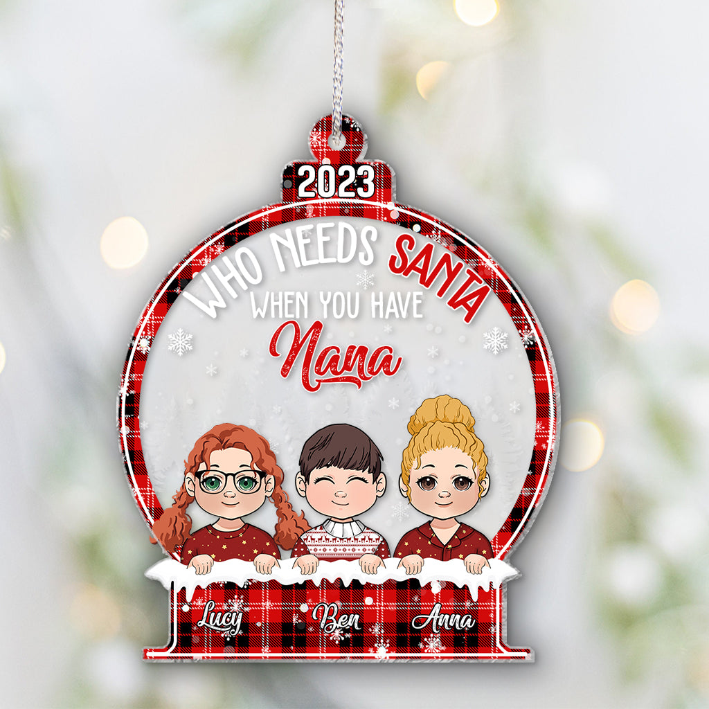 Wer braucht schon den Weihnachtsmann, wenn man Oma hat? – Personalisierter Oma-Weihnachtsbaumschmuck