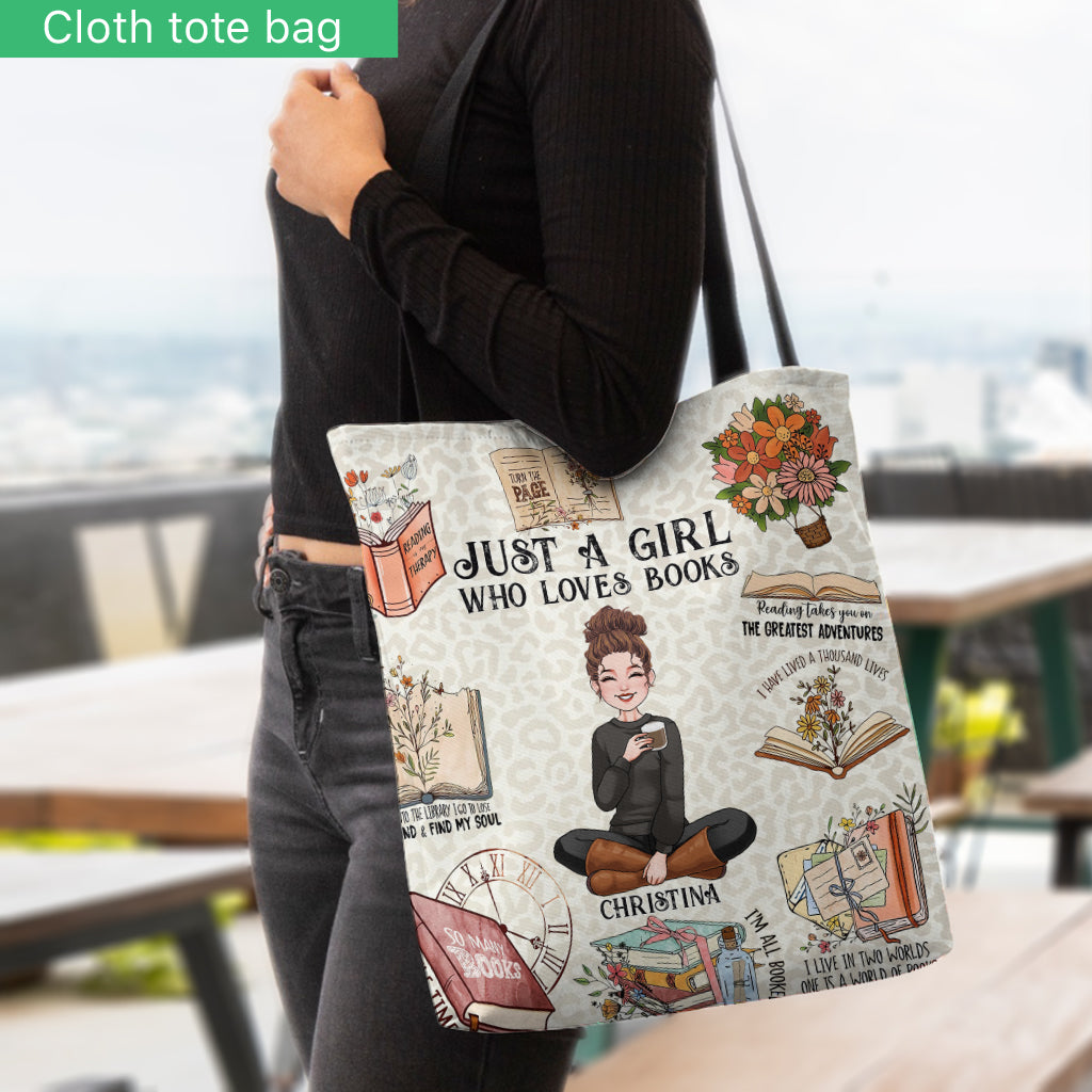 Einfach ein Mädchen, das Bücher liebt – personalisierte Büchertasche