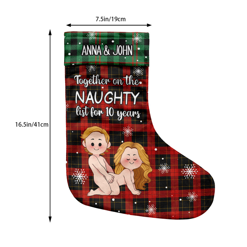 Together On The Naughty List - Personalized Couple Christmas Stockings