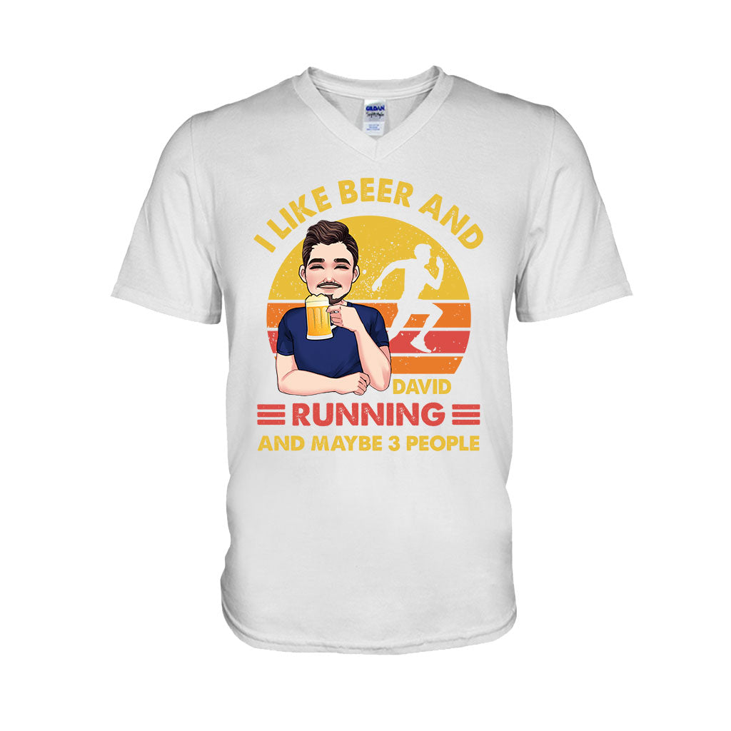 Ich mag Bier und Laufen – personalisiertes Lauf-T-Shirt und Hoodie