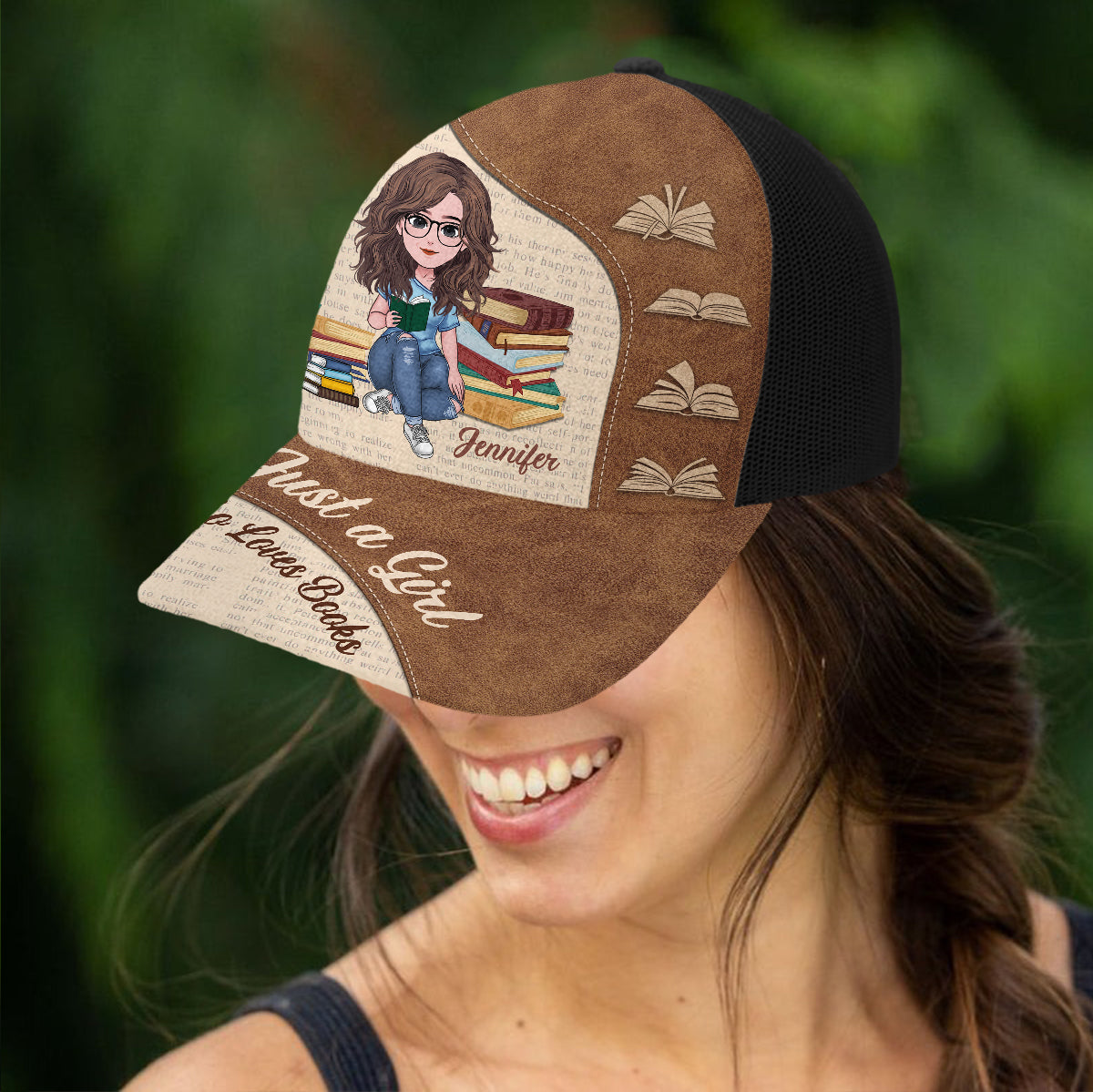 Juste une fille qui aime les livres - Casquette de camionneur personnalisée avec des livres